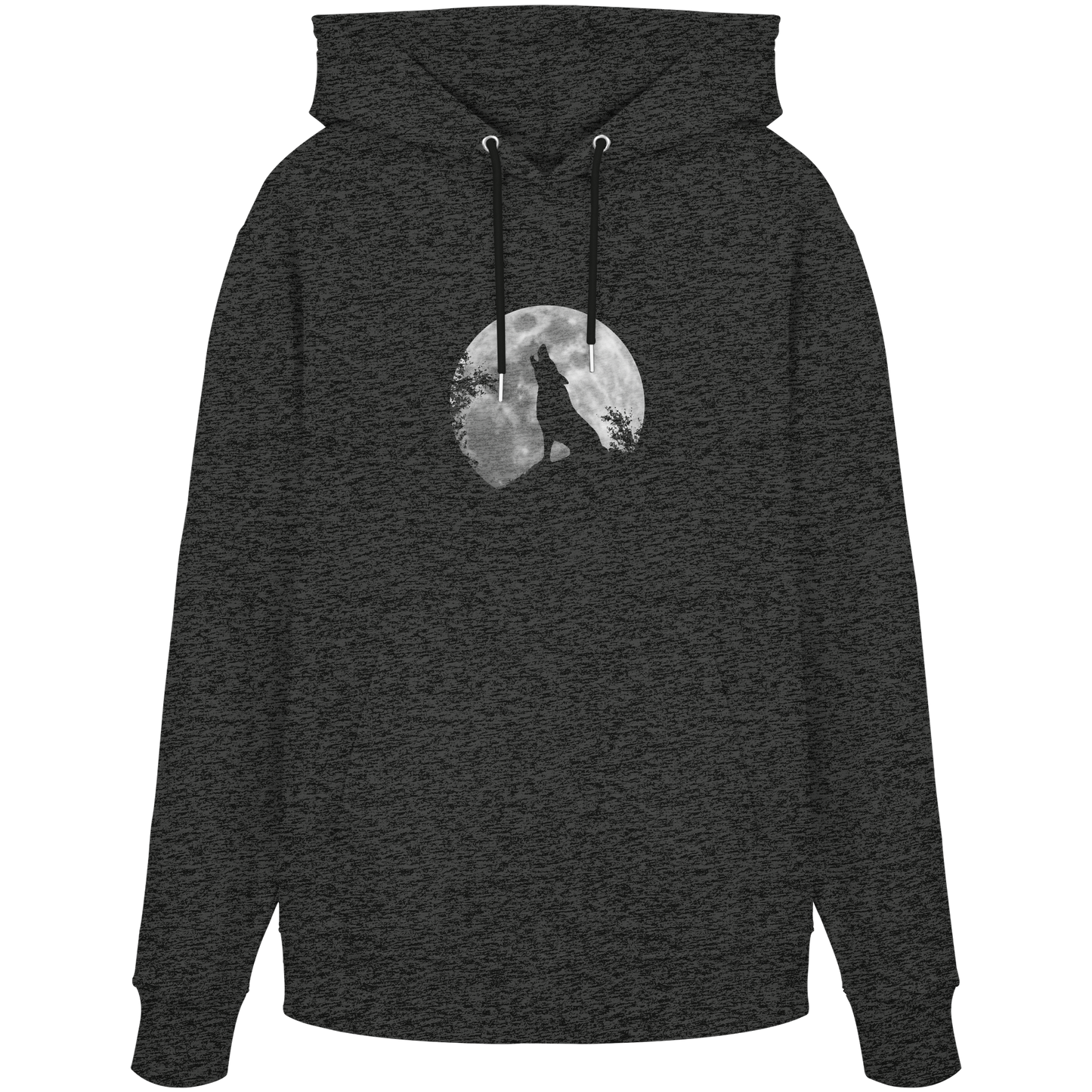 Heulender Wolf Silhouette vor Vollmond - Organic Hoodie