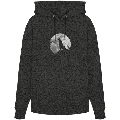 Heulender Wolf Silhouette vor Vollmond - Organic Hoodie