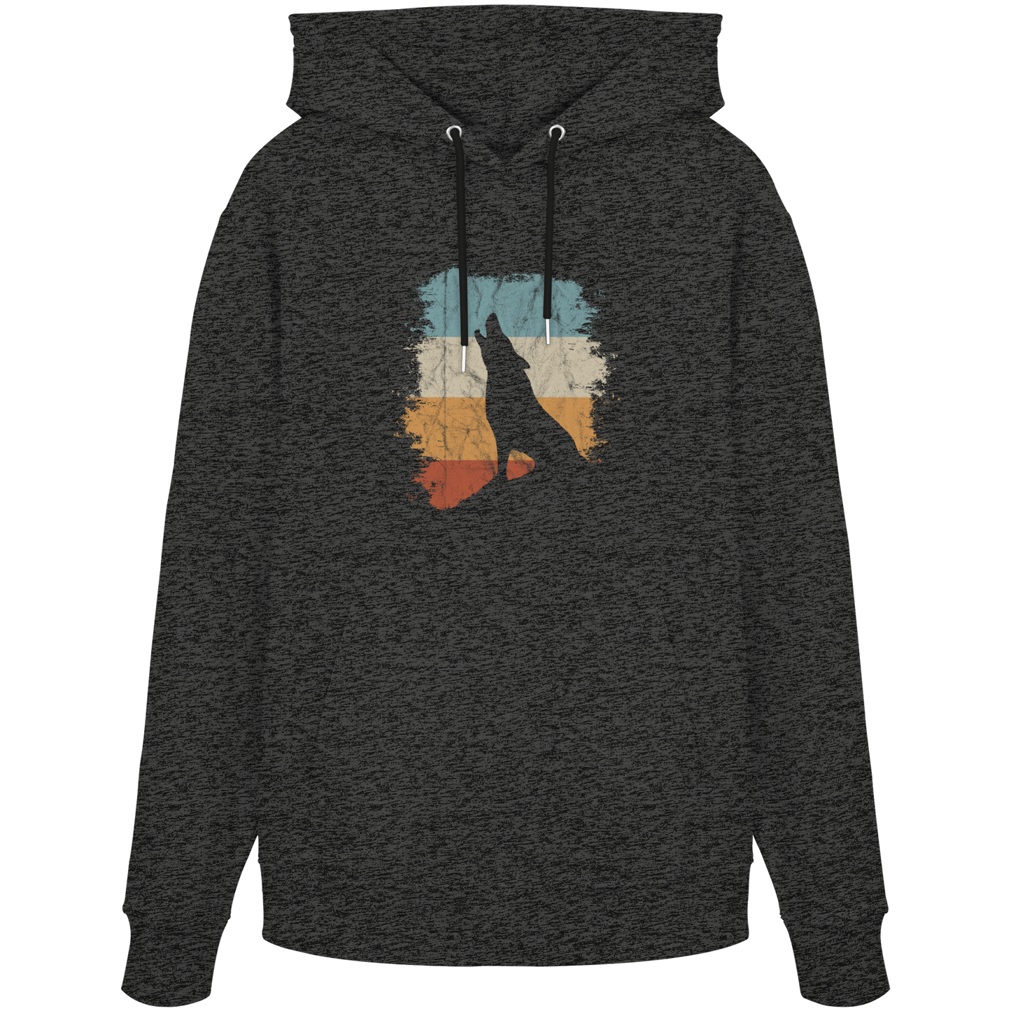 Retro Style lässig heulender Wolf  - Organic Hoodie