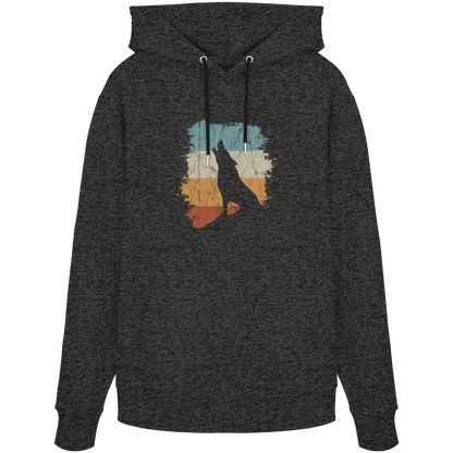 Retro Style lässig heulender Wolf  - Organic Hoodie