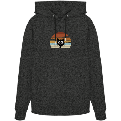 Retro schwarze Katze vor Sonnenuntergang - Organic Hoodie