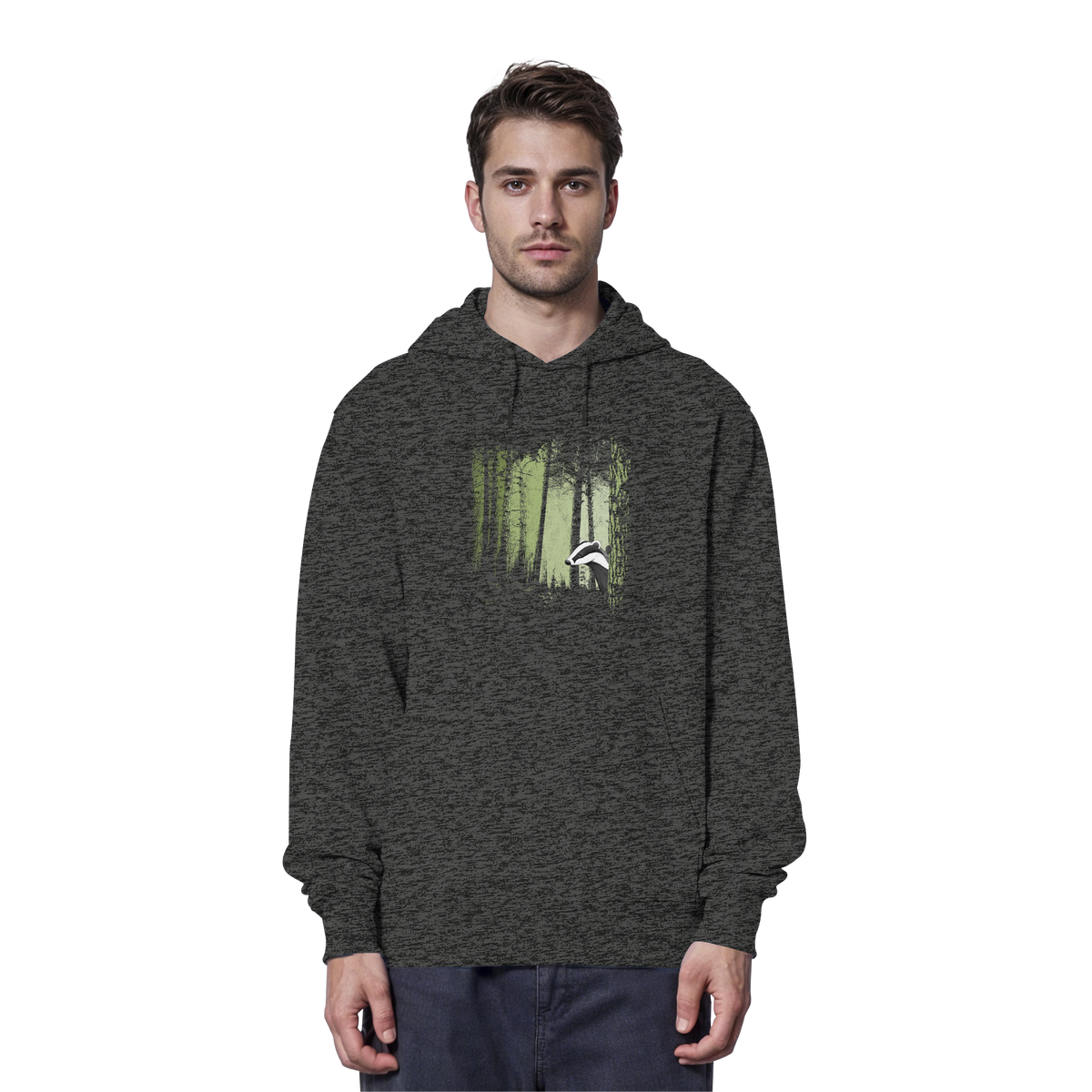 frecher Dachs im Zwielicht Wald - Organic Hoodie