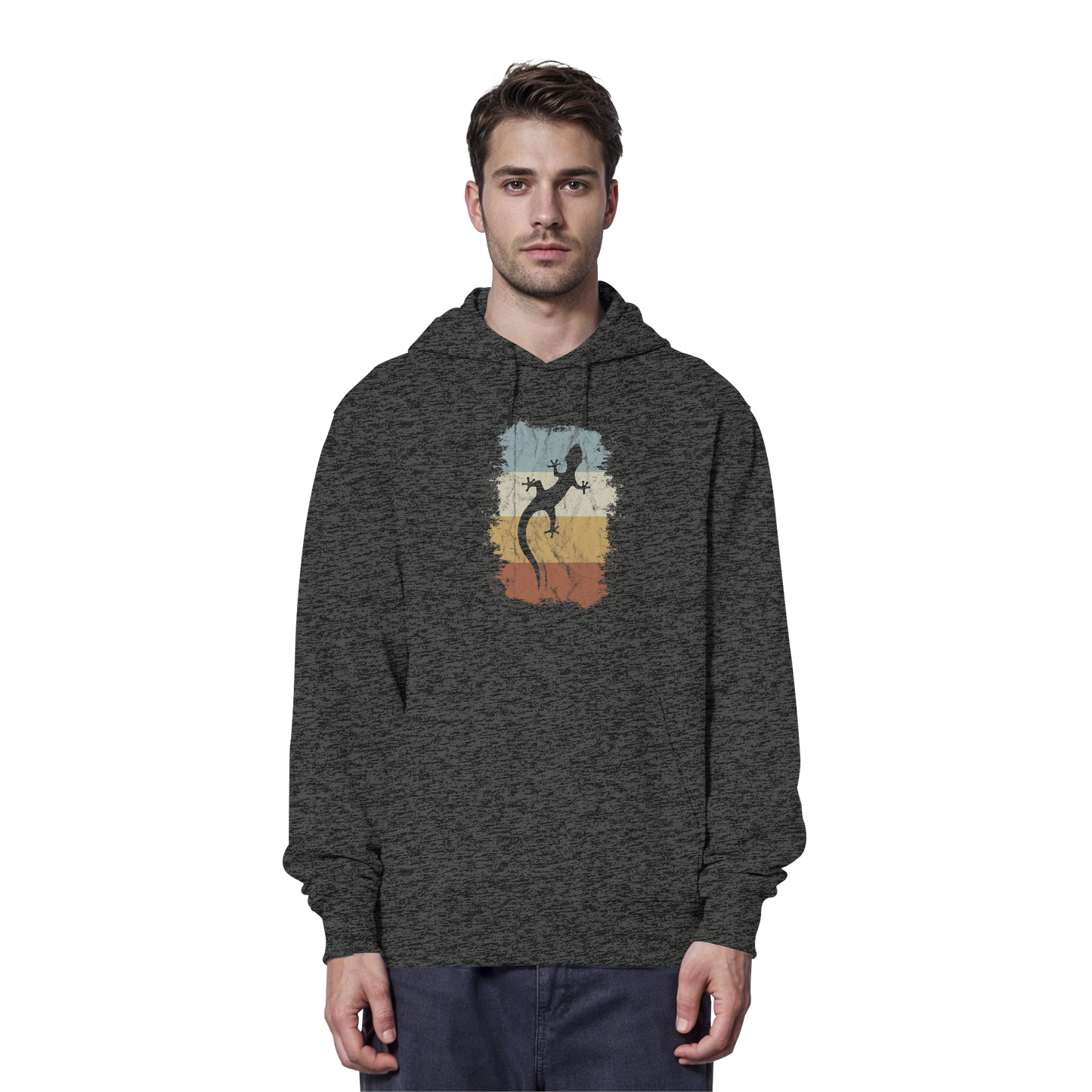 Retro Gecko Salamander Silhouette - Organic Hoodie