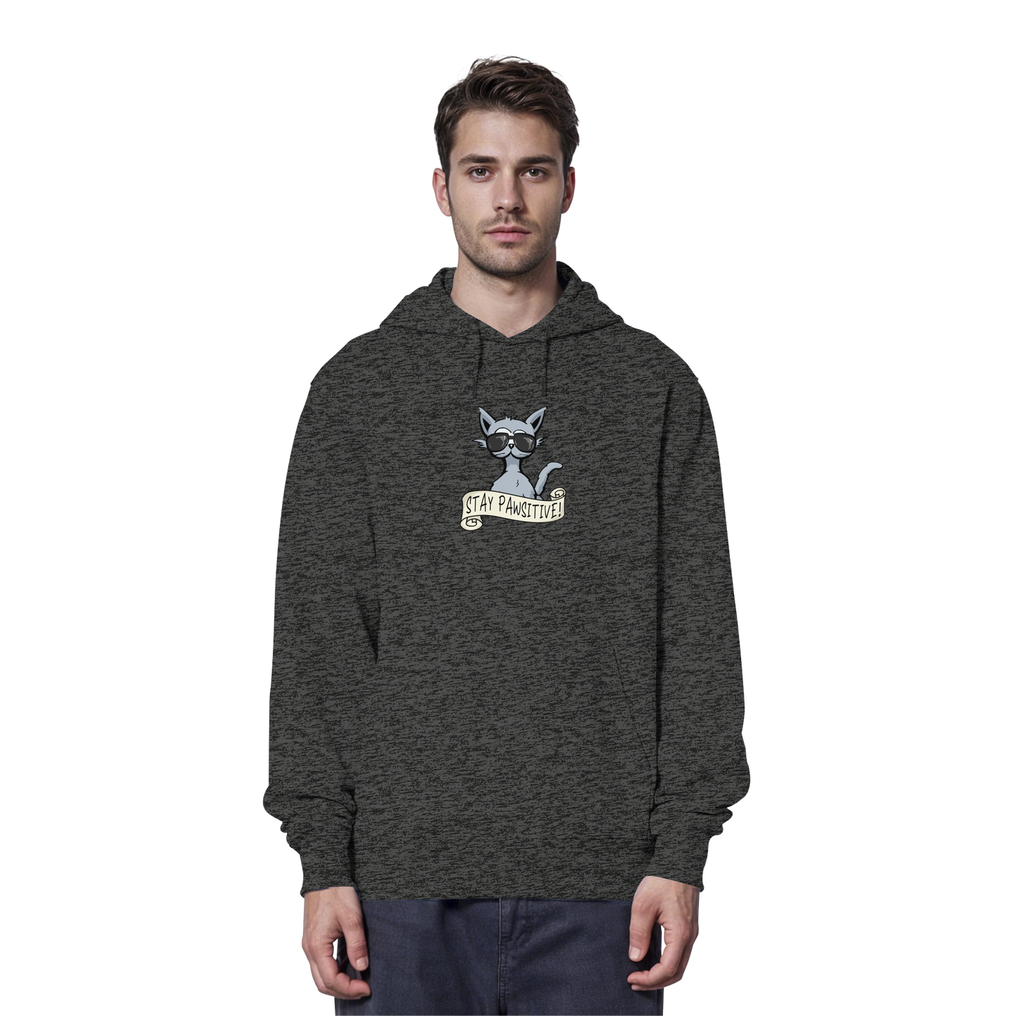 Stay Pawsitive Bleib lässig Hipster Katze - Organic Hoodie