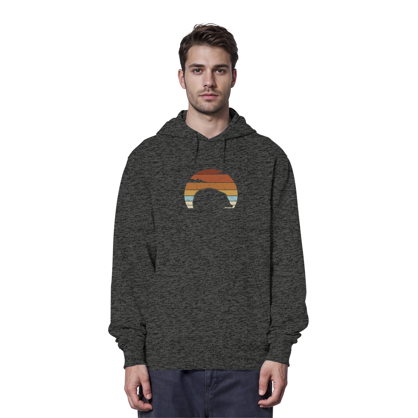 Retro Igel Silhouette im Sonnenuntergang - Organic Hoodie