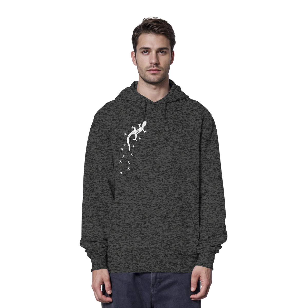 Gecko Eidechse Silhouette hell - Organic Hoodie