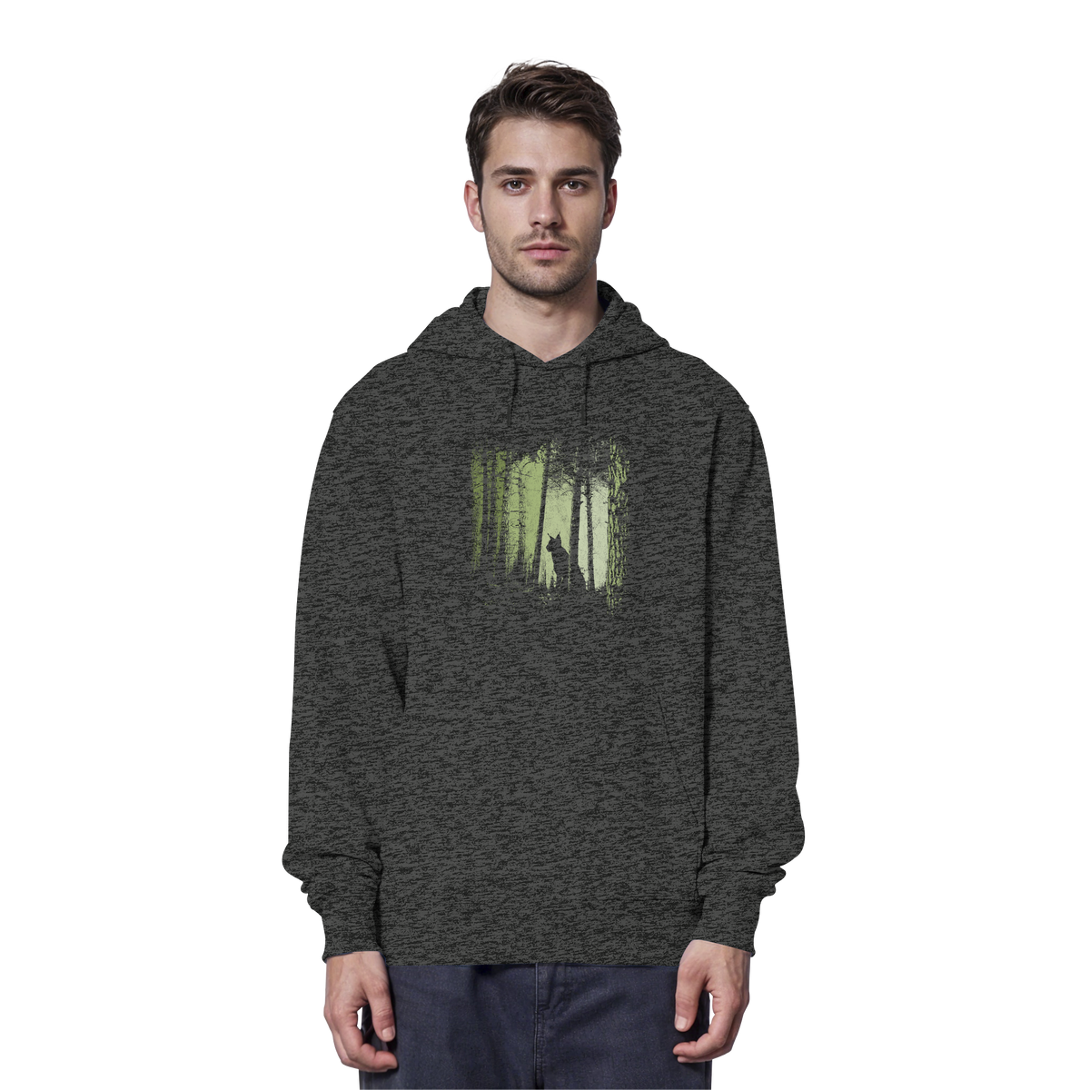 Luchs Wildkatze im Zwielicht Wald - Organic Hoodie