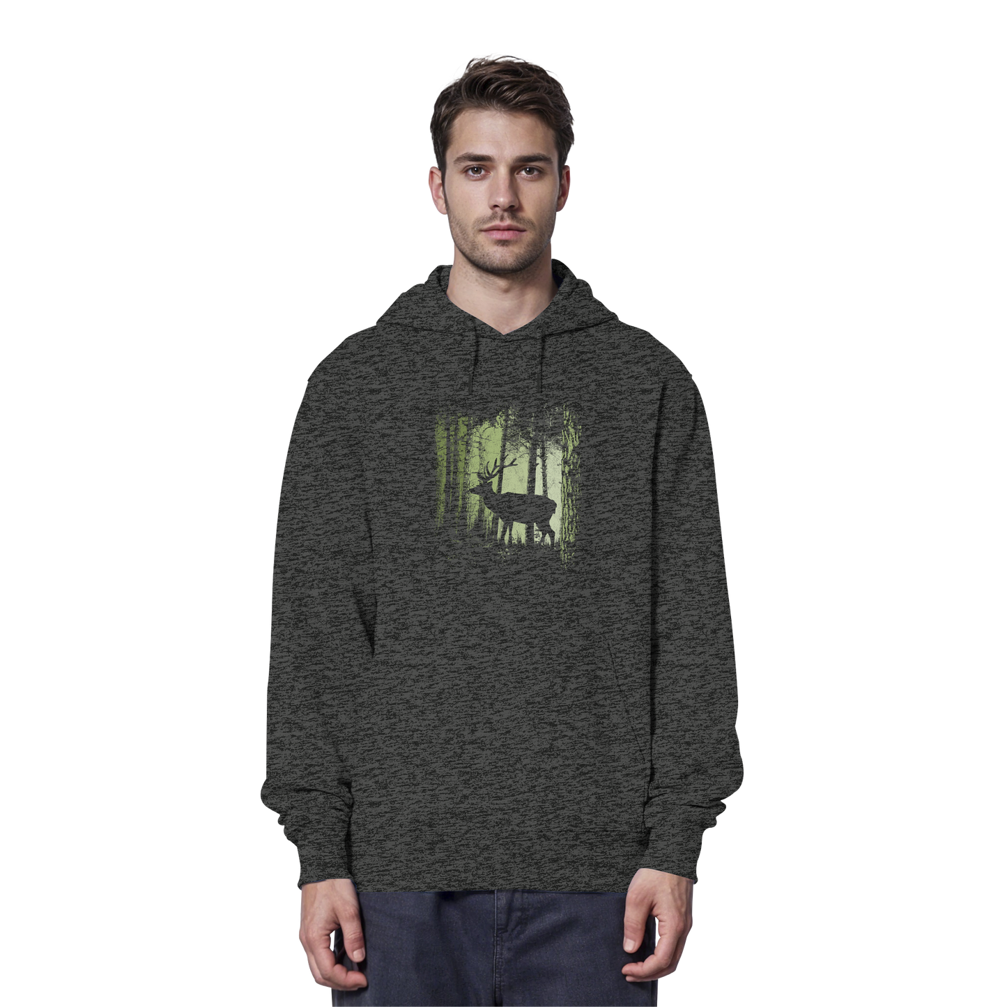Hirsch im Zwielicht Wald - Organic Hoodie