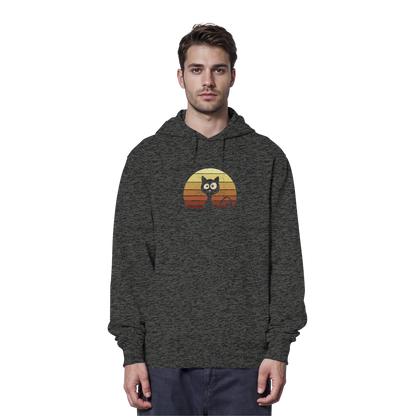 Katze vor Retro Sonnenuntergang - Organic Hoodie