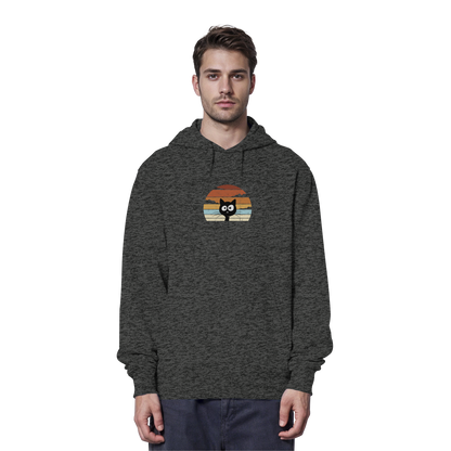 Retro schwarze Katze vor Sonnenuntergang - Organic Hoodie