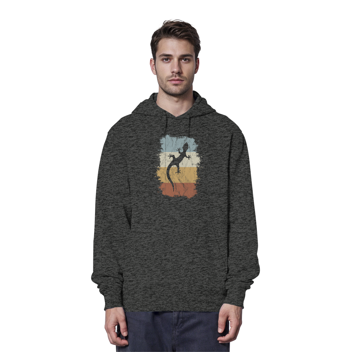 Retro Gecko Salamander Silhouette - Organic Hoodie