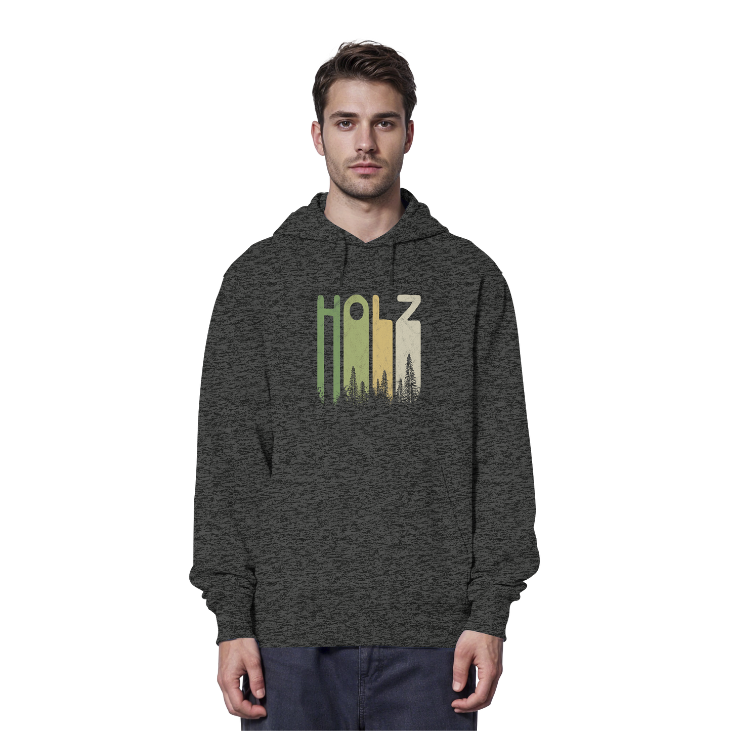 Holz Retro Wald Schriftzug - Organic Hoodie
