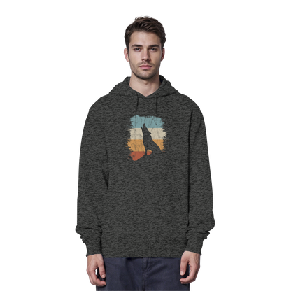 Retro Style lässig heulender Wolf  - Organic Hoodie