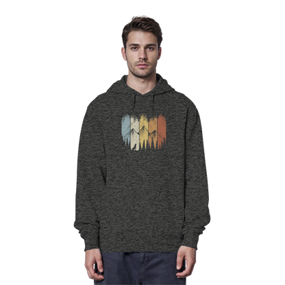 Retro Wald, Berge und Wolf  - Organic Hoodie