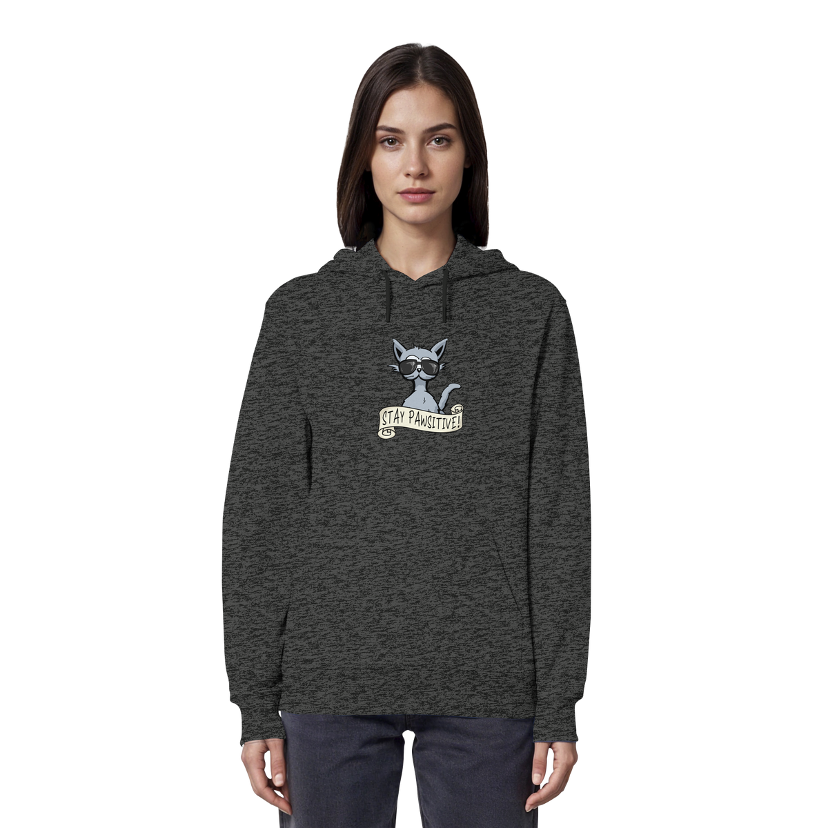 Stay Pawsitive Bleib lässig Hipster Katze - Organic Hoodie