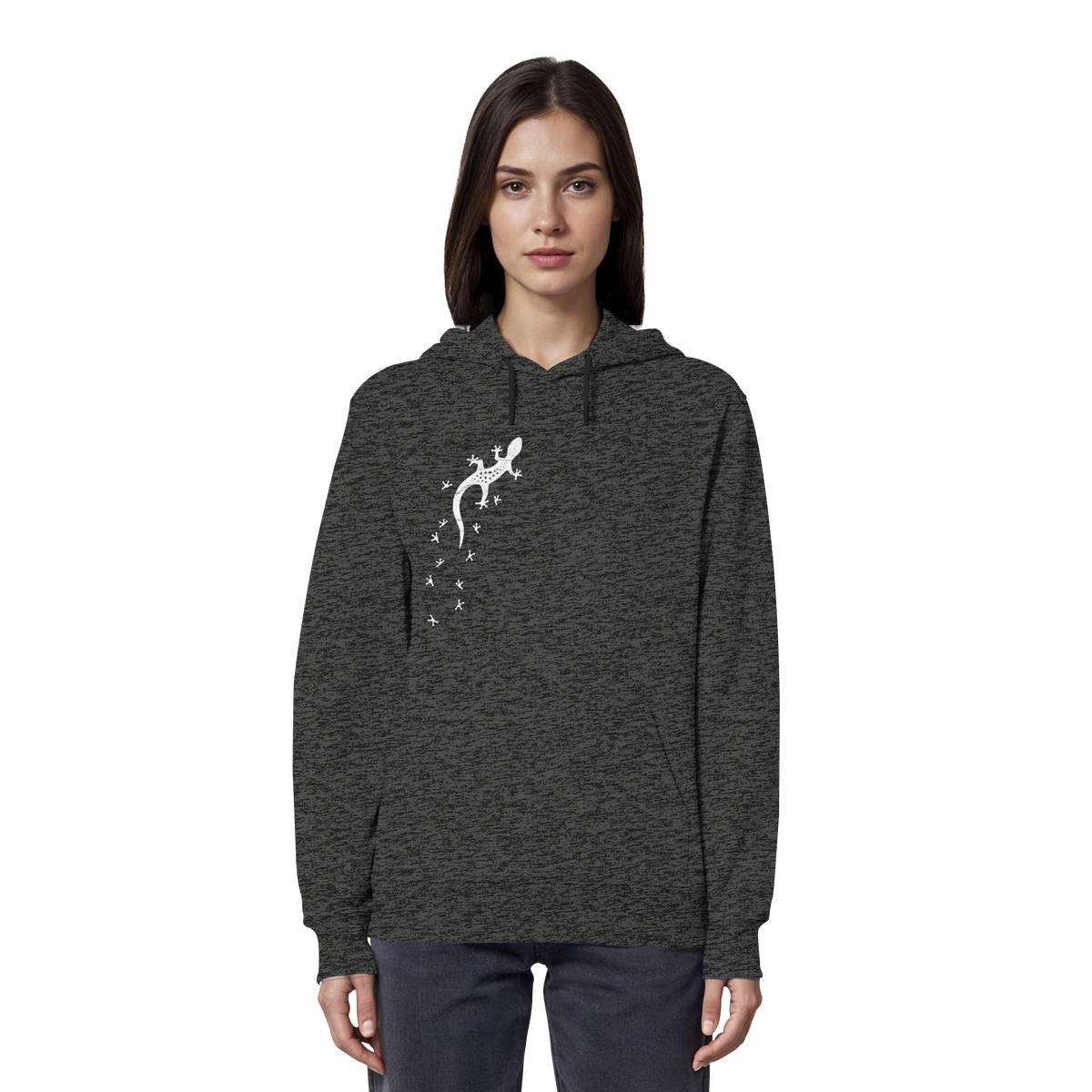 Gecko Eidechse Silhouette hell - Organic Hoodie