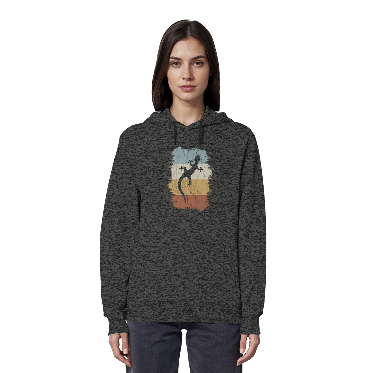 Retro Gecko Salamander Silhouette - Organic Hoodie