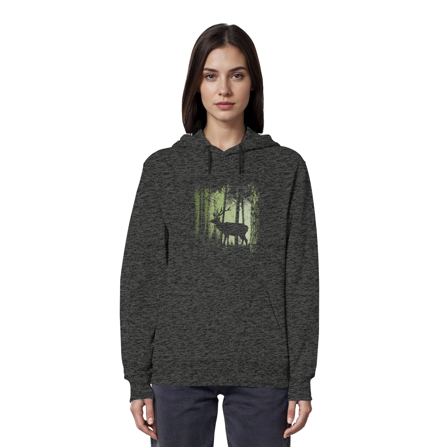 Hirsch im Zwielicht Wald - Organic Hoodie