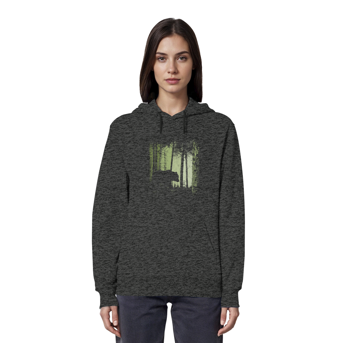 Braunbär im Zwielicht Wald - Organic Hoodie