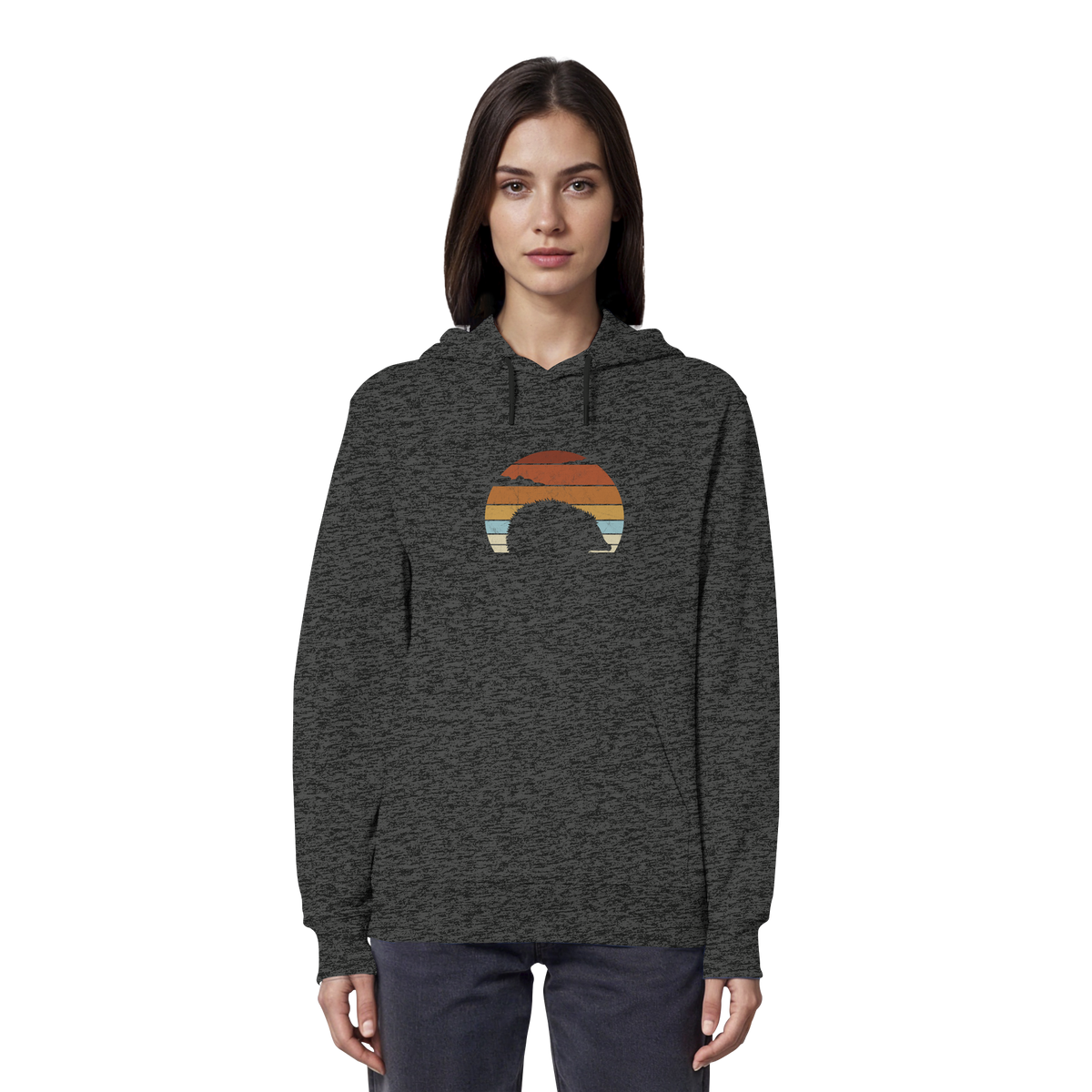 Retro Igel Silhouette im Sonnenuntergang - Organic Hoodie