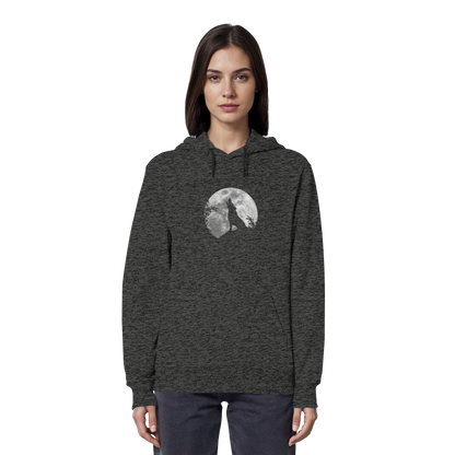 Heulender Wolf Silhouette vor Vollmond - Organic Hoodie