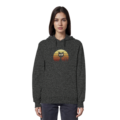 Katze vor Retro Sonnenuntergang - Organic Hoodie