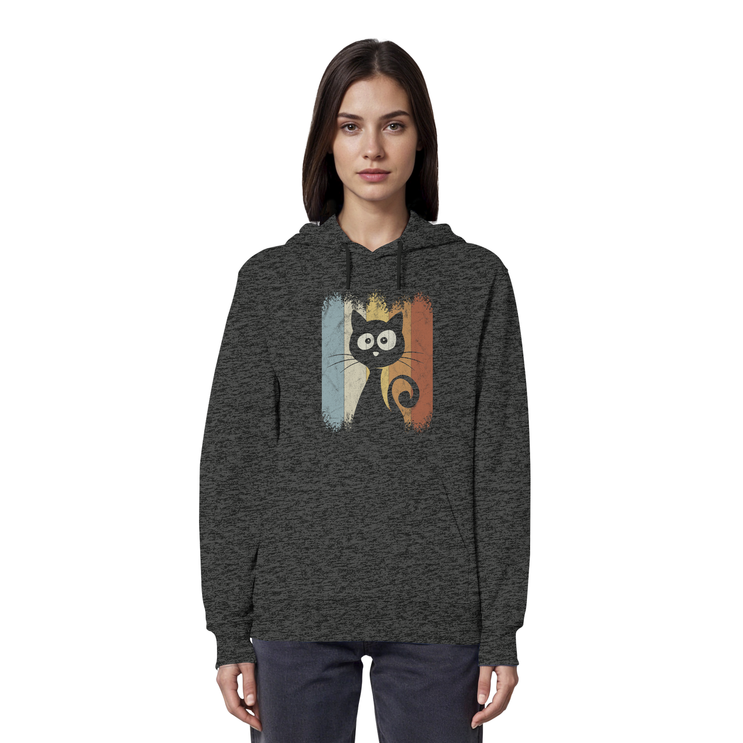 Retro Katze Silhouette - Organic Hoodie
