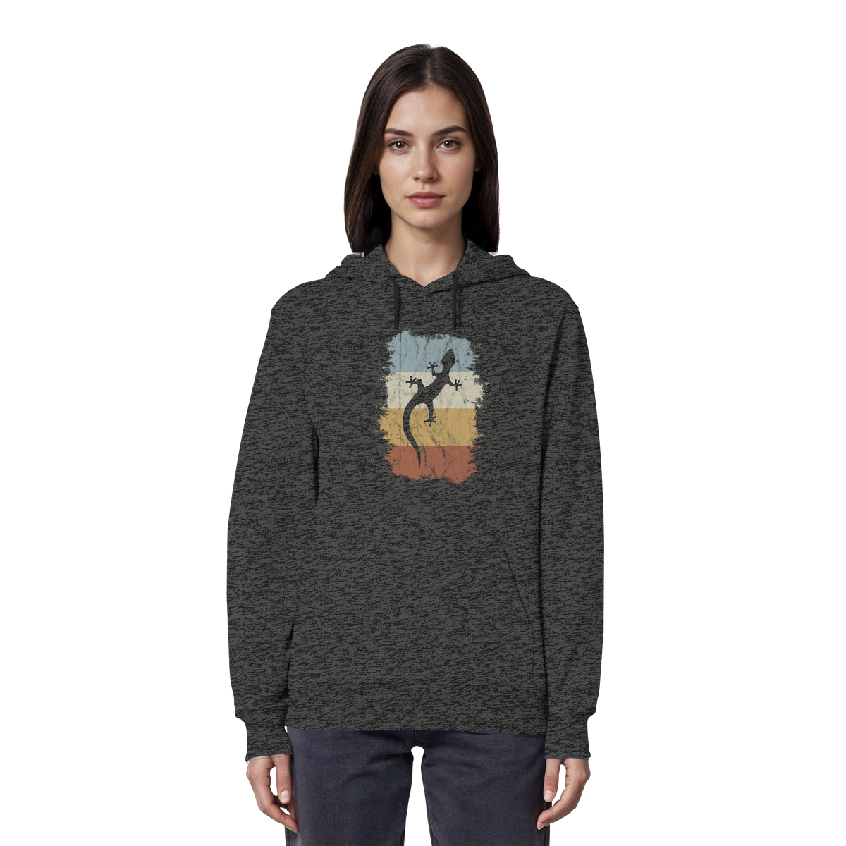 Retro Gecko Salamander Silhouette - Organic Hoodie