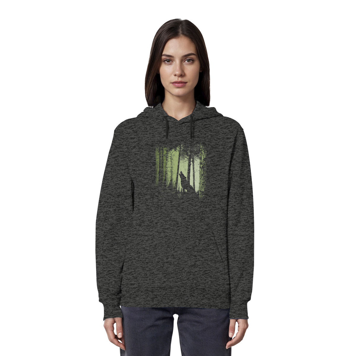 Einsamer Wolf im Zwielicht Wald  - Organic Hoodie