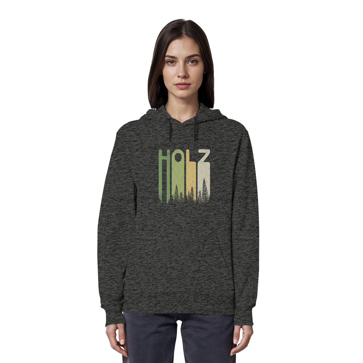 Holz Retro Wald Schriftzug - Organic Hoodie