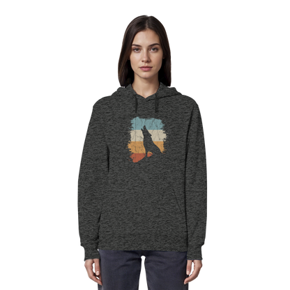 Retro Style lässig heulender Wolf  - Organic Hoodie