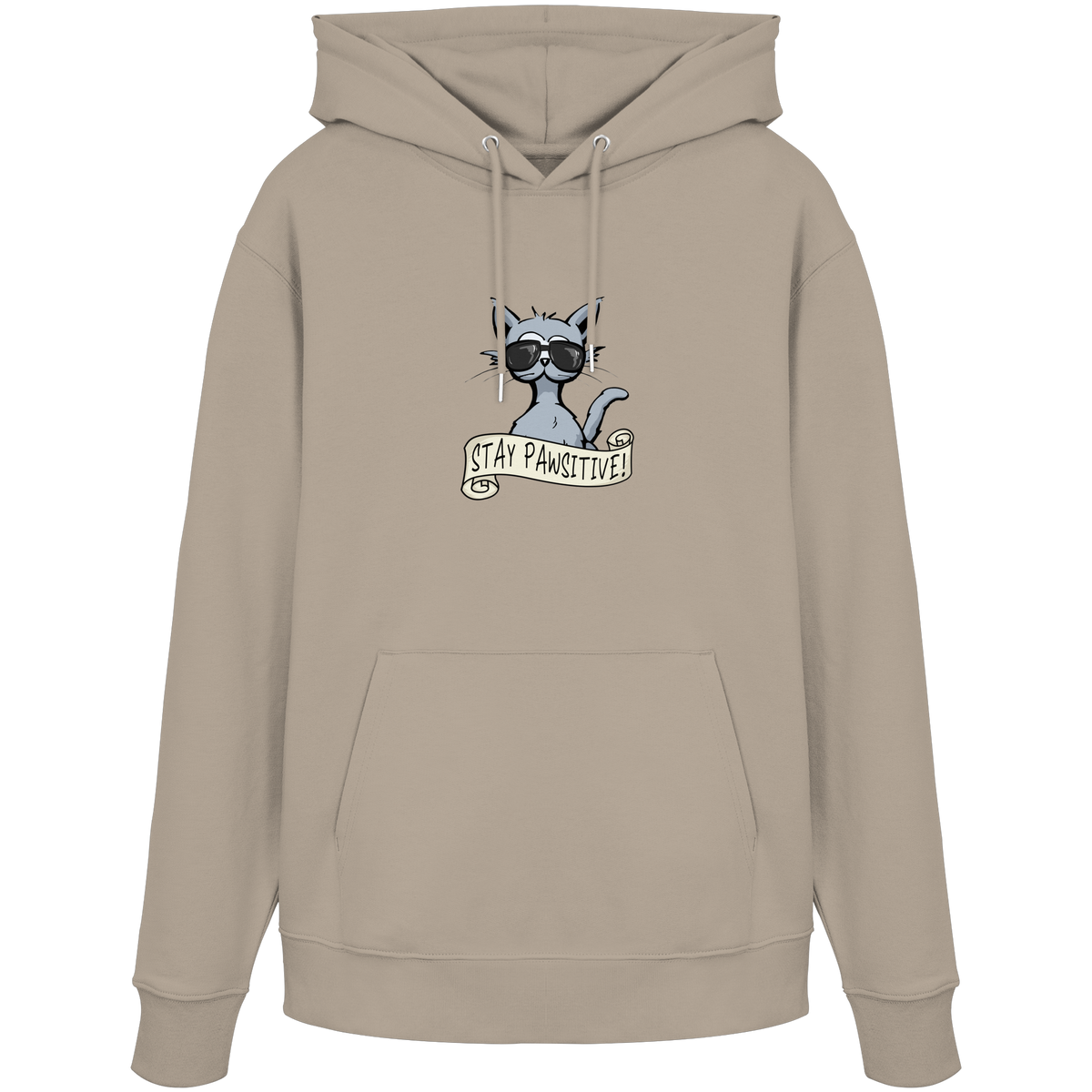 Stay Pawsitive Bleib lässig Hipster Katze - Organic Hoodie