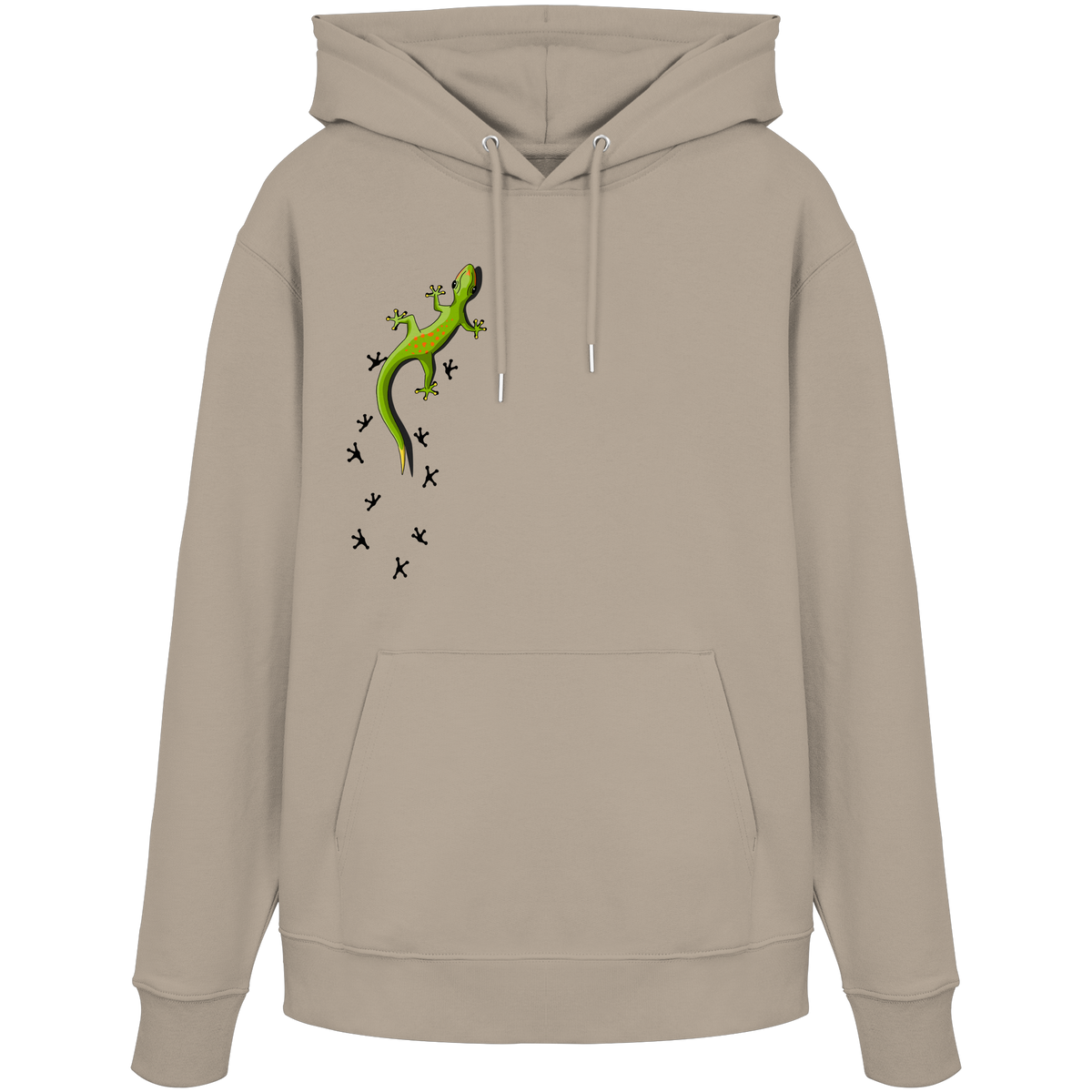Kletternder Gecko mit Spuren - Organic Hoodie