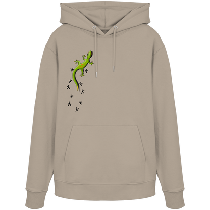 Kletternder Gecko mit Spuren - Organic Hoodie