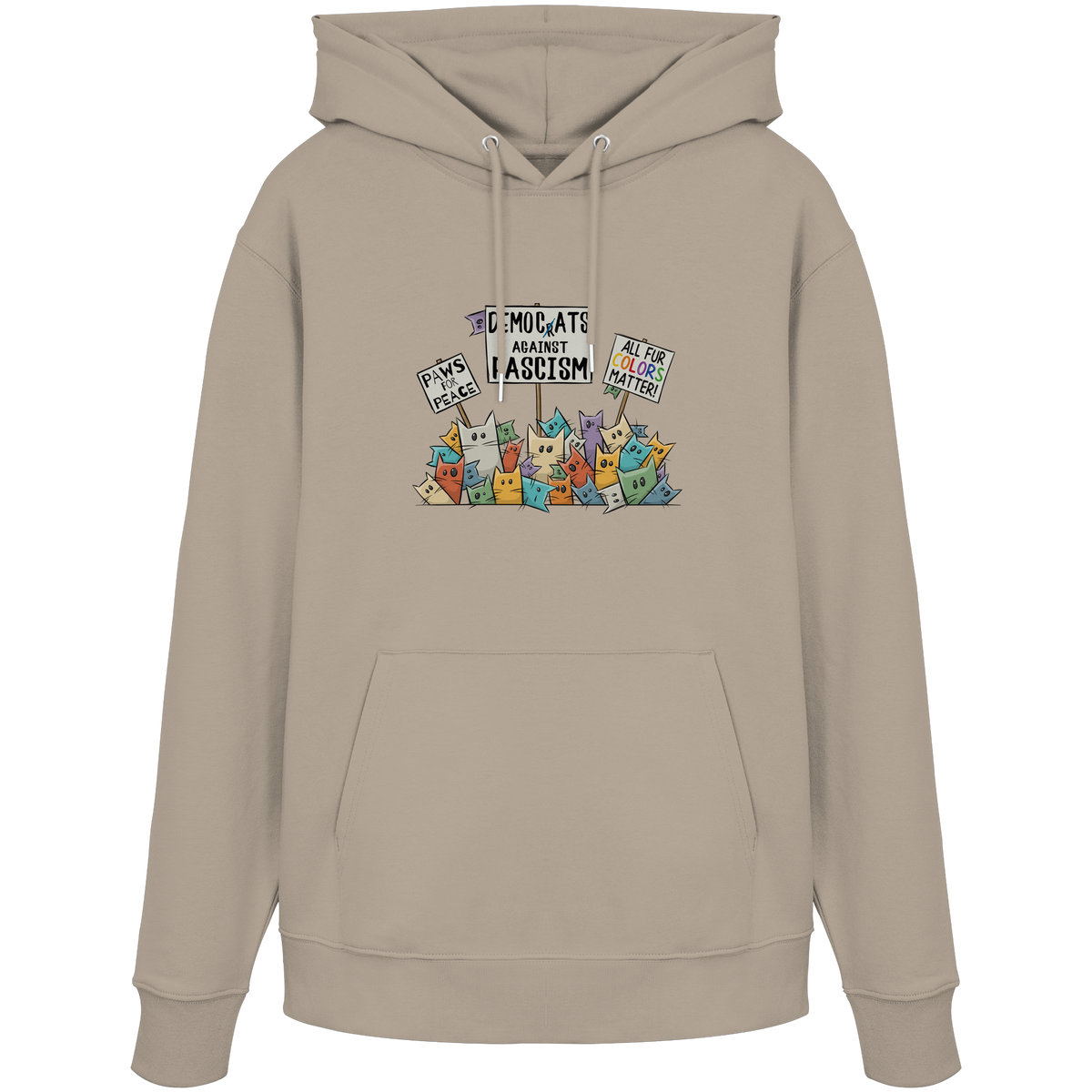 Demo-Katzen gegen Faschismus und für Vielfalt - Organic Hoodie