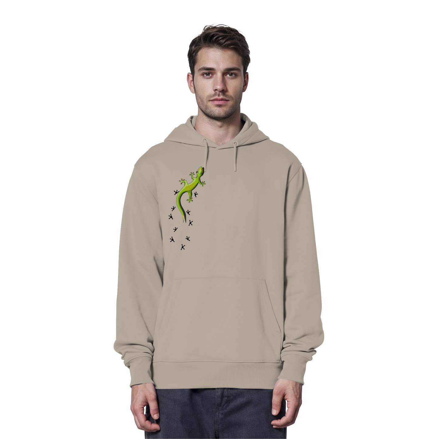 Kletternder Gecko mit Spuren - Organic Hoodie