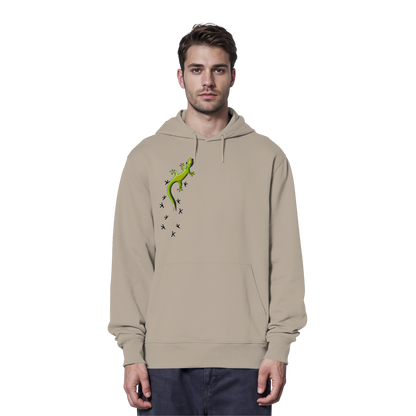 Kletternder Gecko mit Spuren - Organic Hoodie