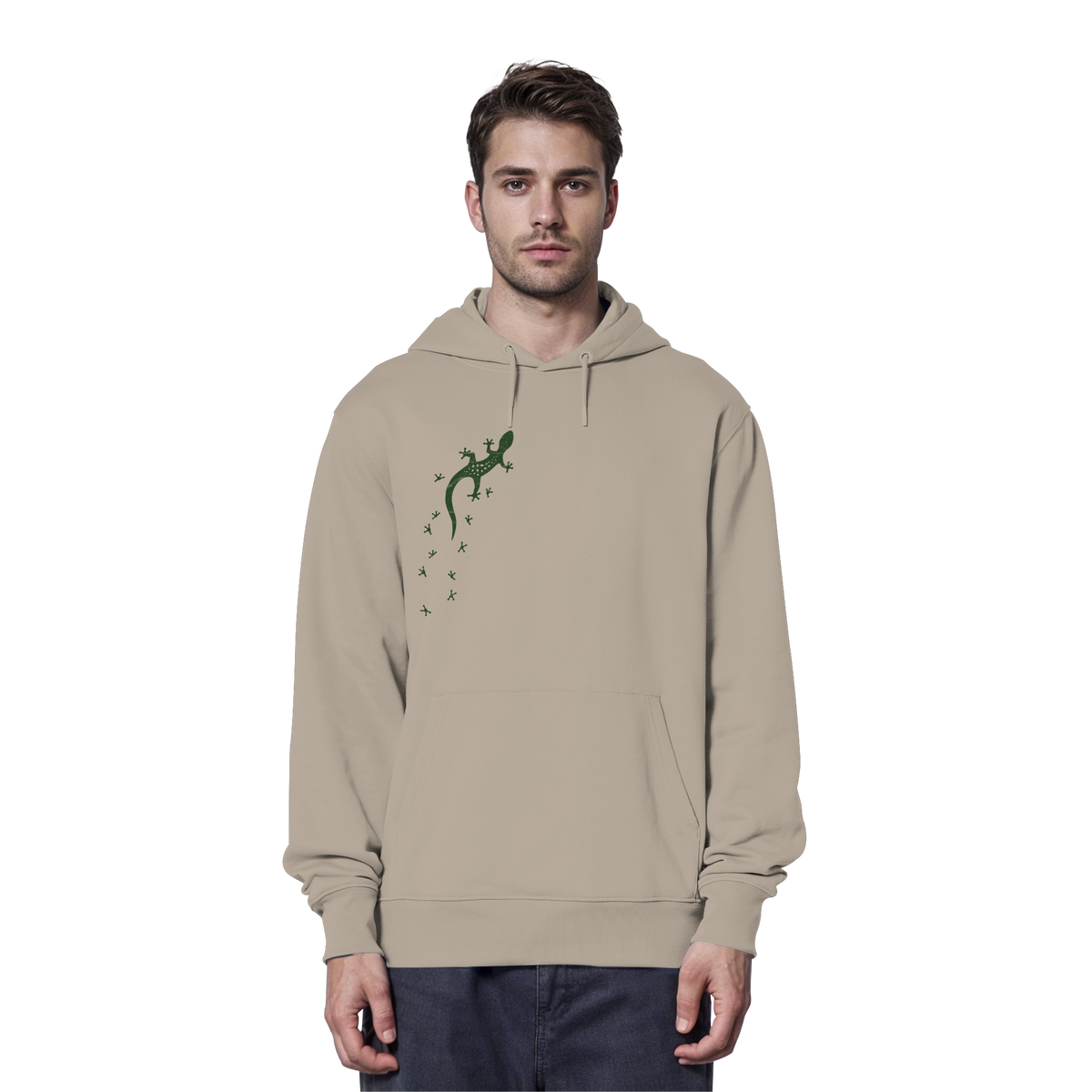 Gecko Eidechse Silhouette dunkel - Organic Hoodie
