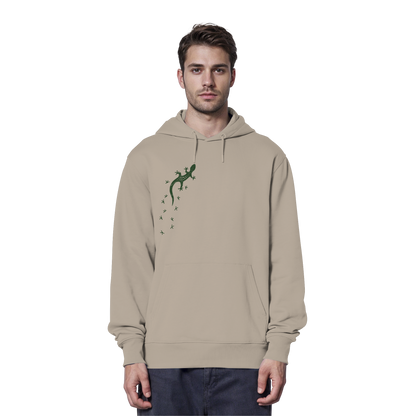 Gecko Eidechse Silhouette dunkel - Organic Hoodie