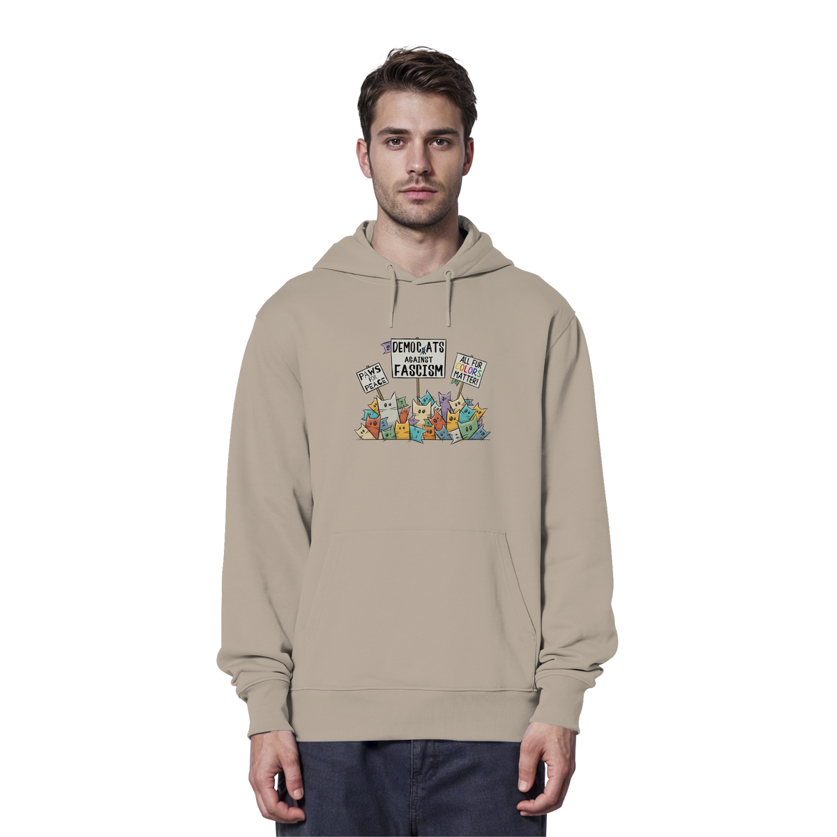 Demo-Katzen gegen Faschismus und für Vielfalt - Organic Hoodie
