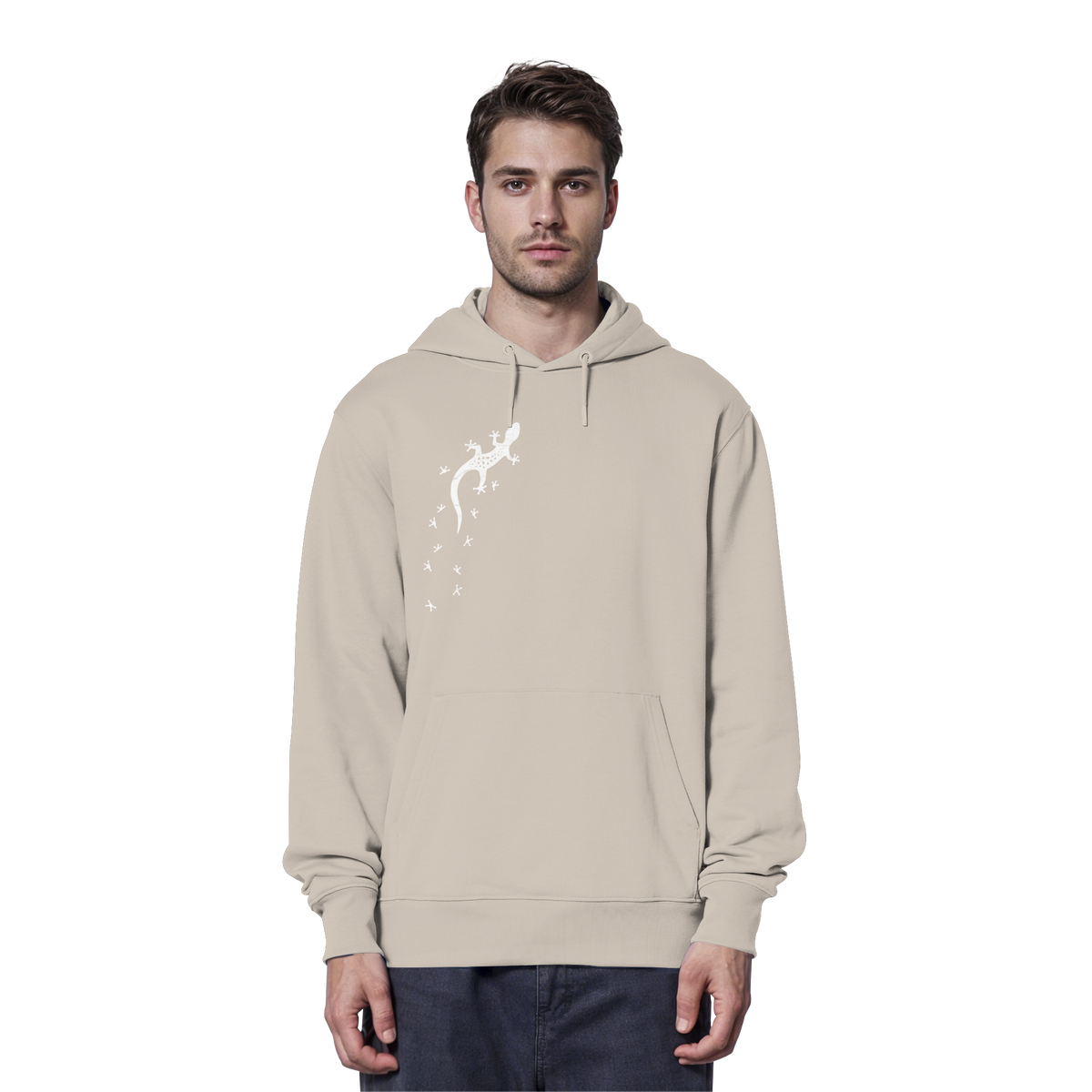Gecko Eidechse Silhouette hell - Organic Hoodie