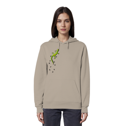 Kletternder Gecko mit Spuren - Organic Hoodie