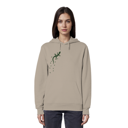 Gecko Eidechse Silhouette dunkel - Organic Hoodie