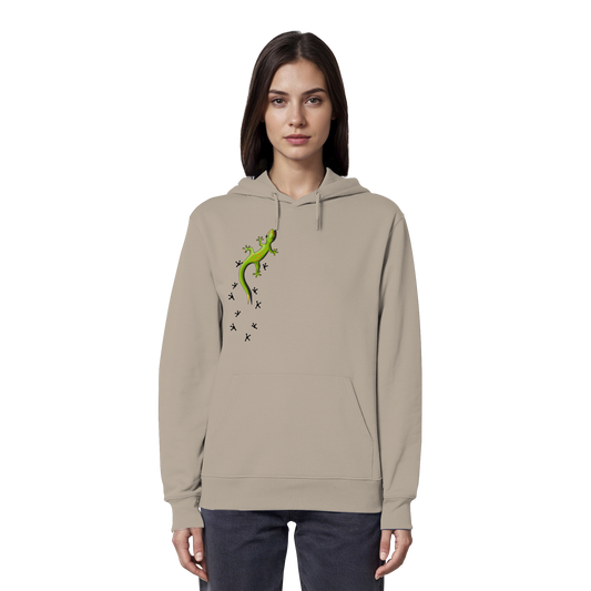Kletternder Gecko mit Spuren - Organic Hoodie
