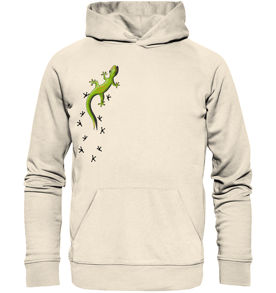 Kletternder Gecko mit Spuren - Organic Hoodie