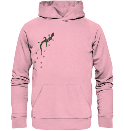 Gecko Eidechse Silhouette dunkel - Organic Hoodie