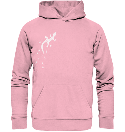 Gecko Eidechse Silhouette hell - Organic Hoodie