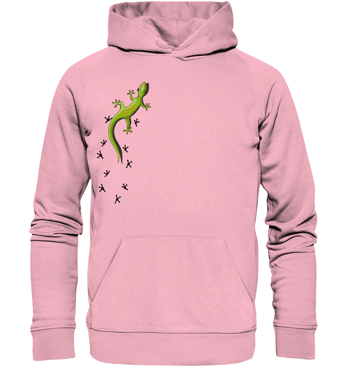 Kletternder Gecko mit Spuren - Organic Hoodie