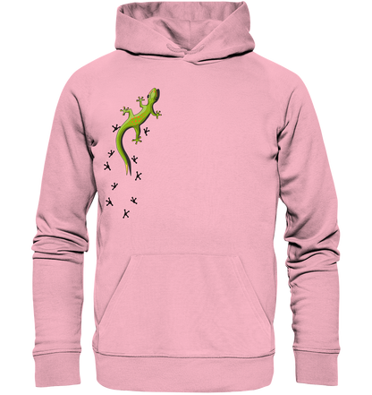 Kletternder Gecko mit Spuren - Organic Hoodie