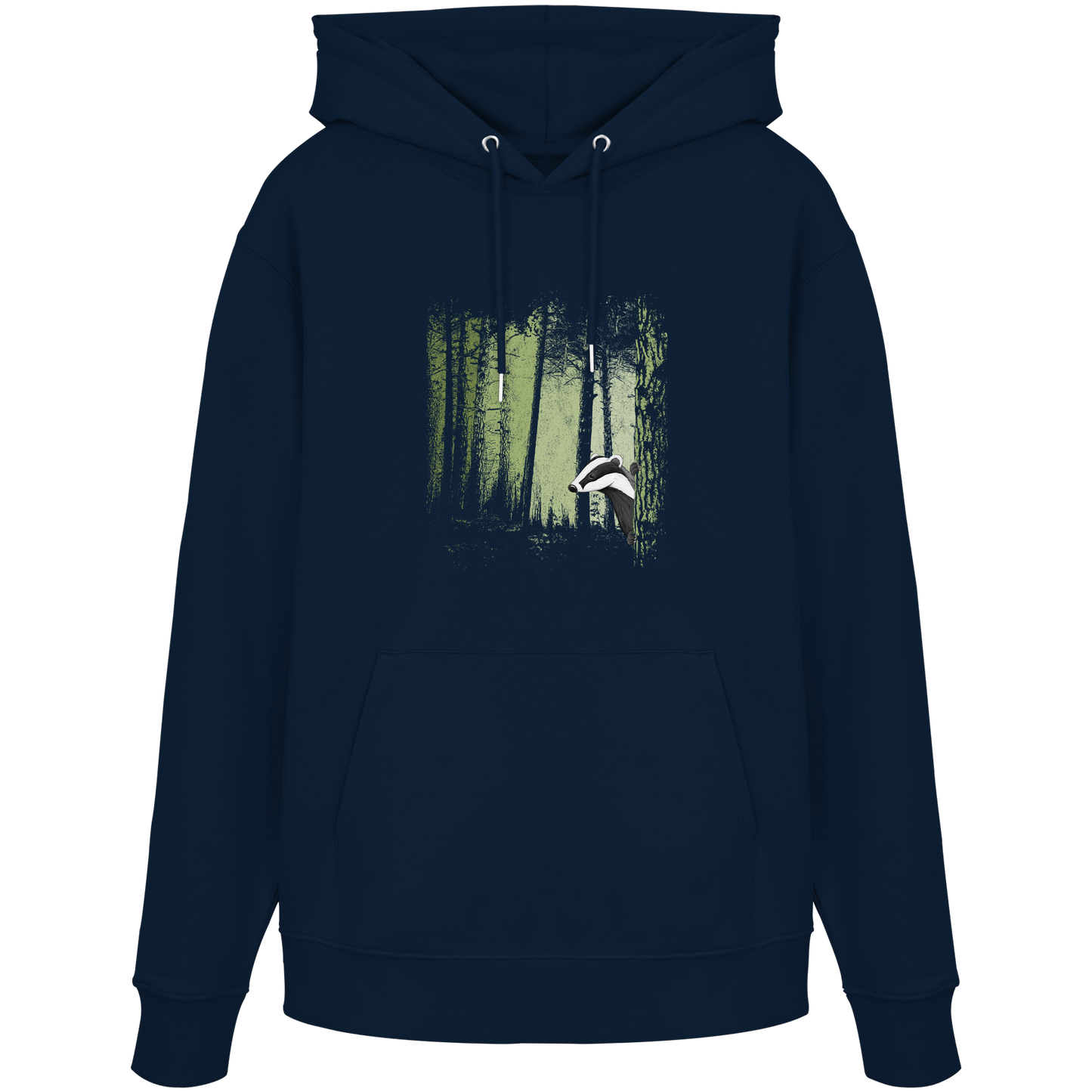 frecher Dachs im Zwielicht Wald - Organic Hoodie